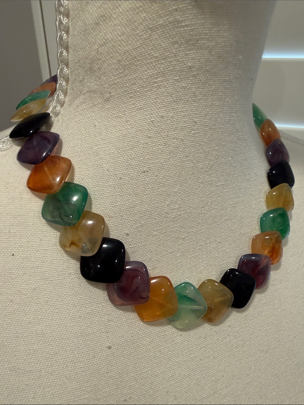 Multicolor Resin Bead Statement Necklace